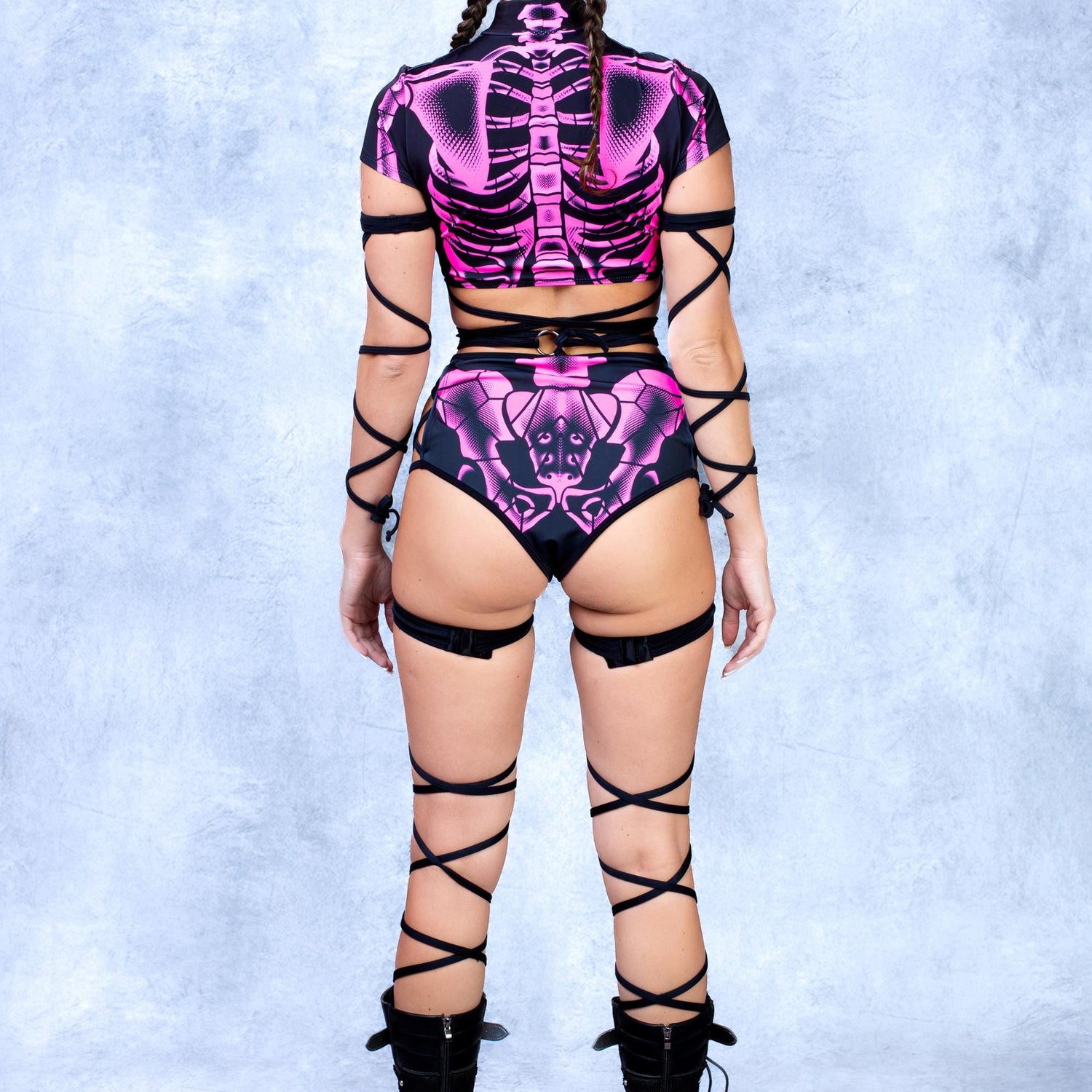 Halftone Skeleton Pink Criss Cross Top 6