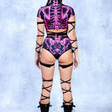 Halftone Skeleton Pink Criss Cross Top
