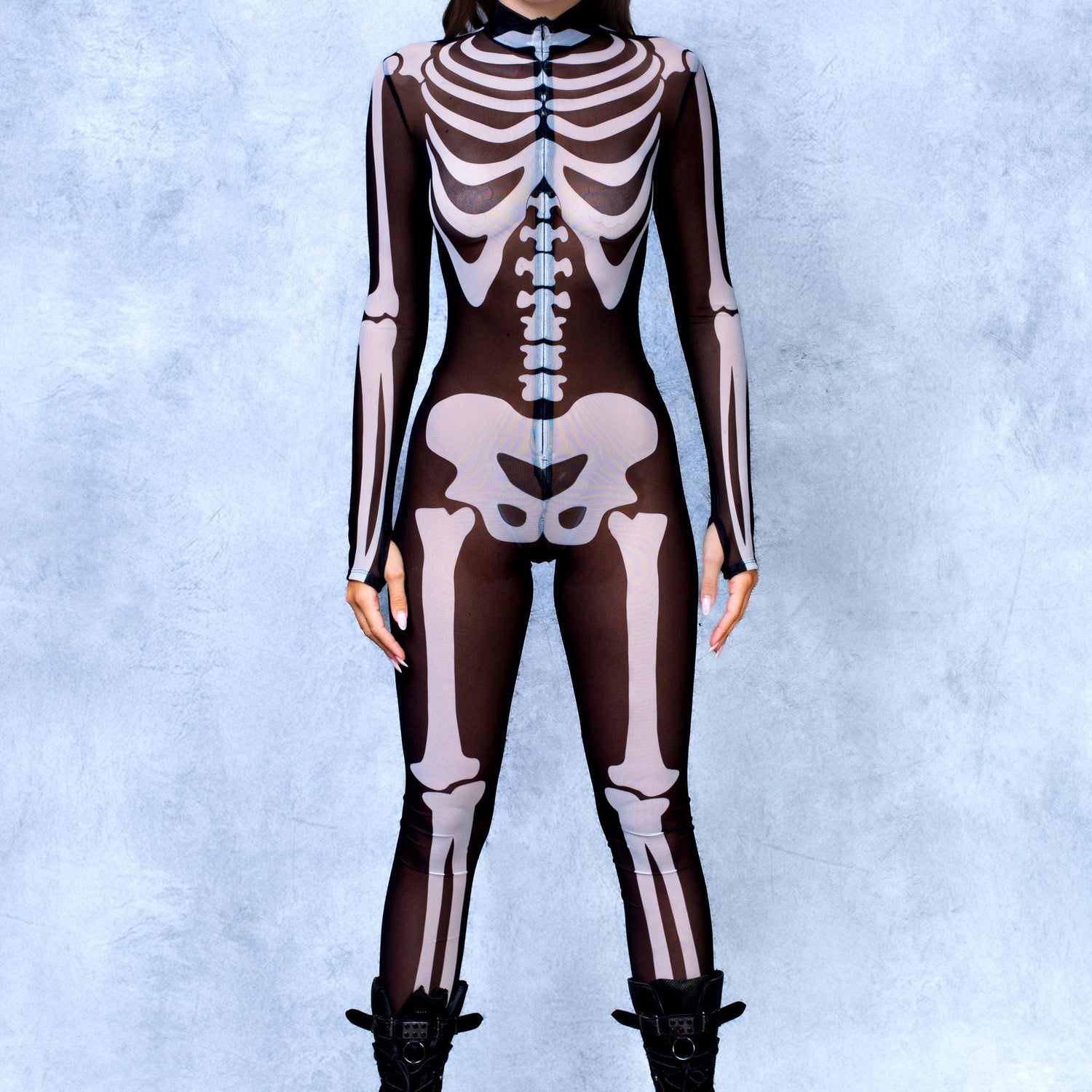 BnW Bossy Skeleton Mesh Costume Black, White