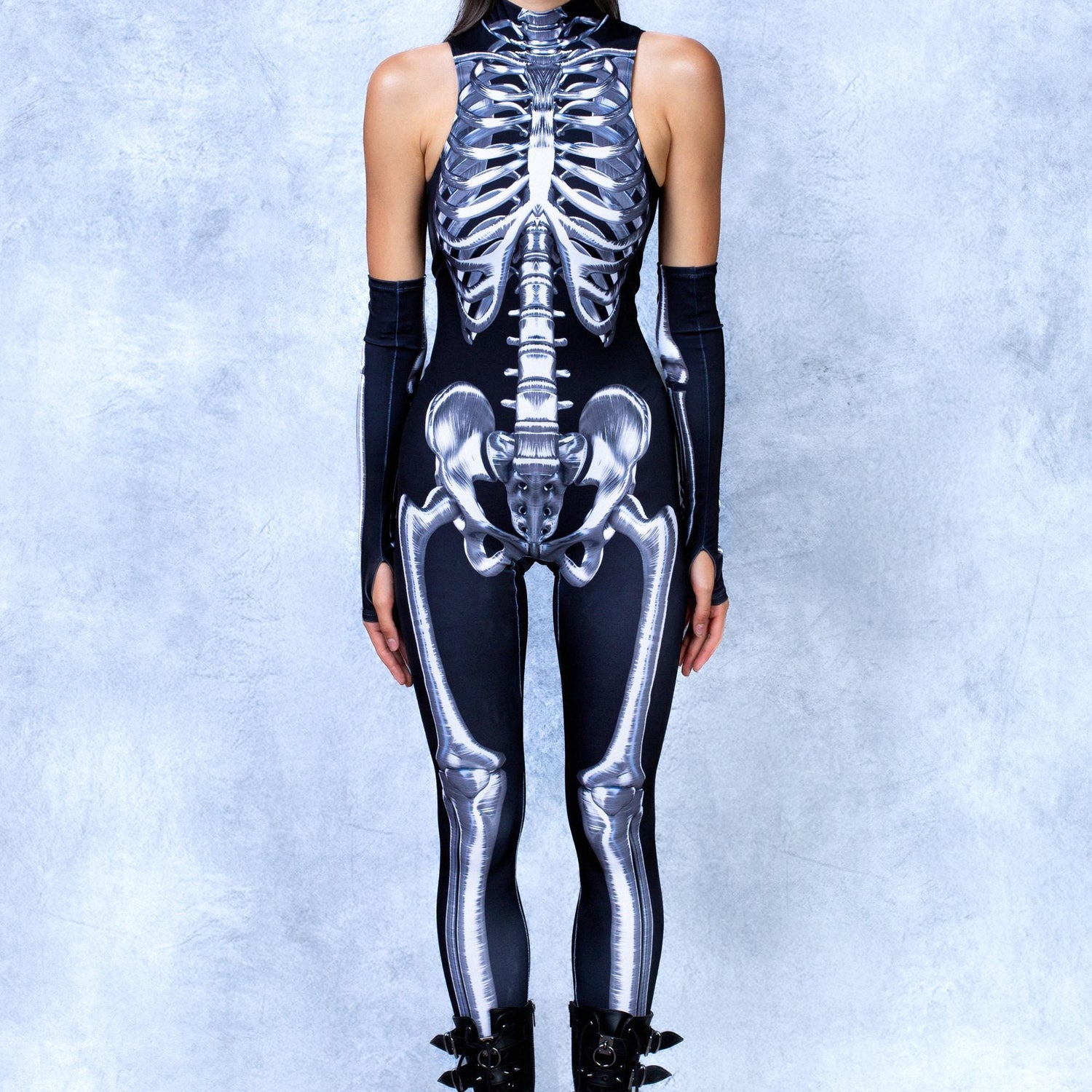 Silver Candy Skeleton Bare Back Catsuit 2