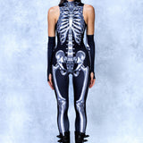 Silver Candy Skeleton Bare Back Catsuit