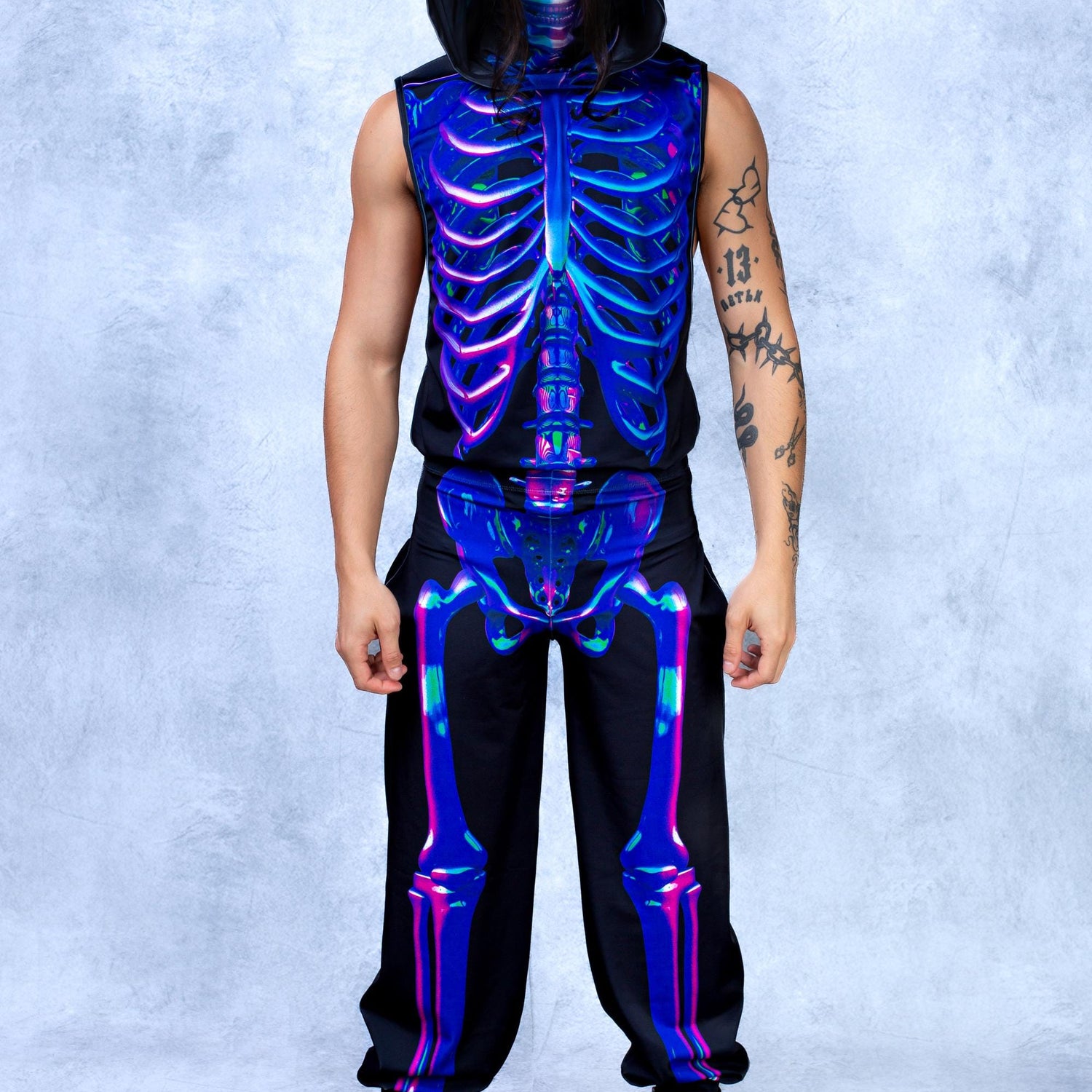 Shifty Skeleton Male Muscle Set Black, Blue