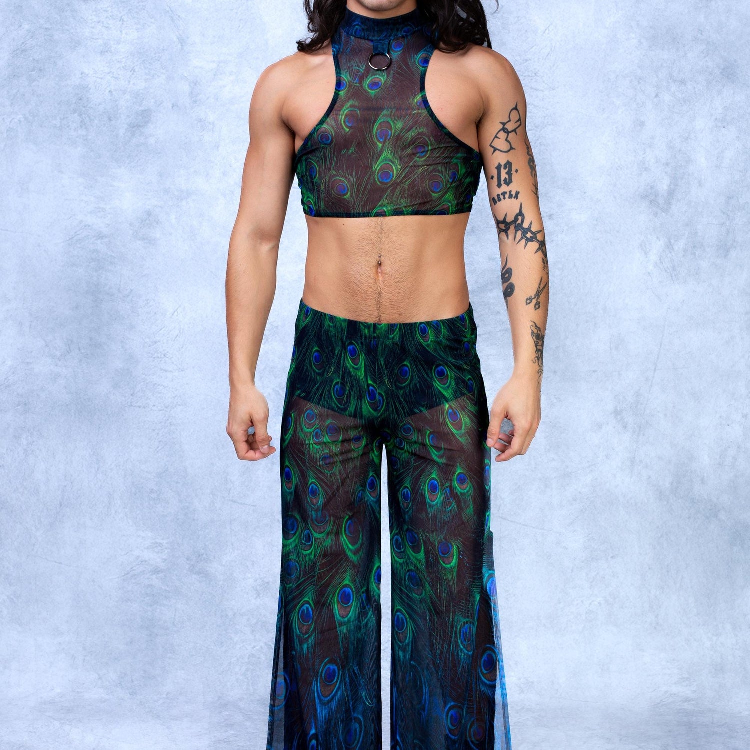 Peekok Mesh Male Split Pants Black, Green