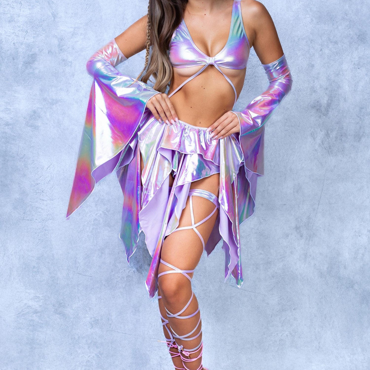 Purple Holo Pixie Dress Sparkly