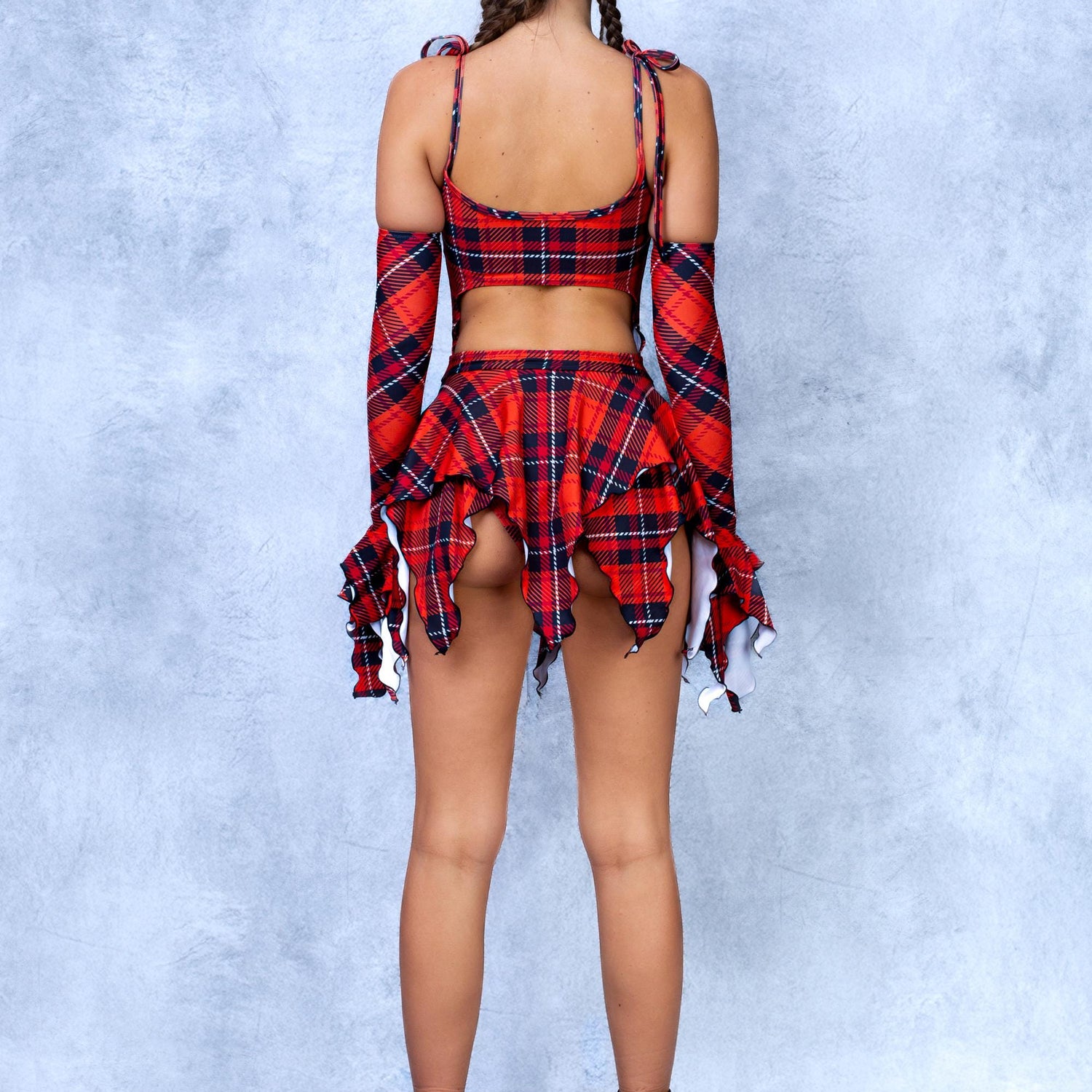Back 2 School Red Ruffled Cutout Dress Performance