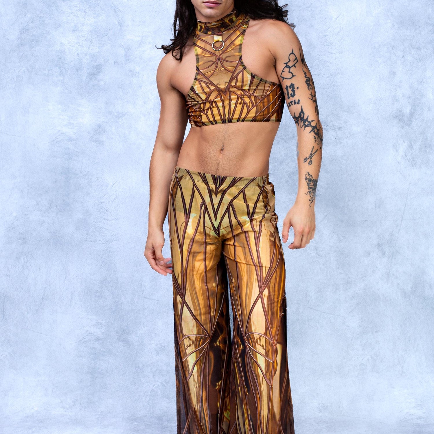 Solidus Gold Mesh Male Ring Set Mesh