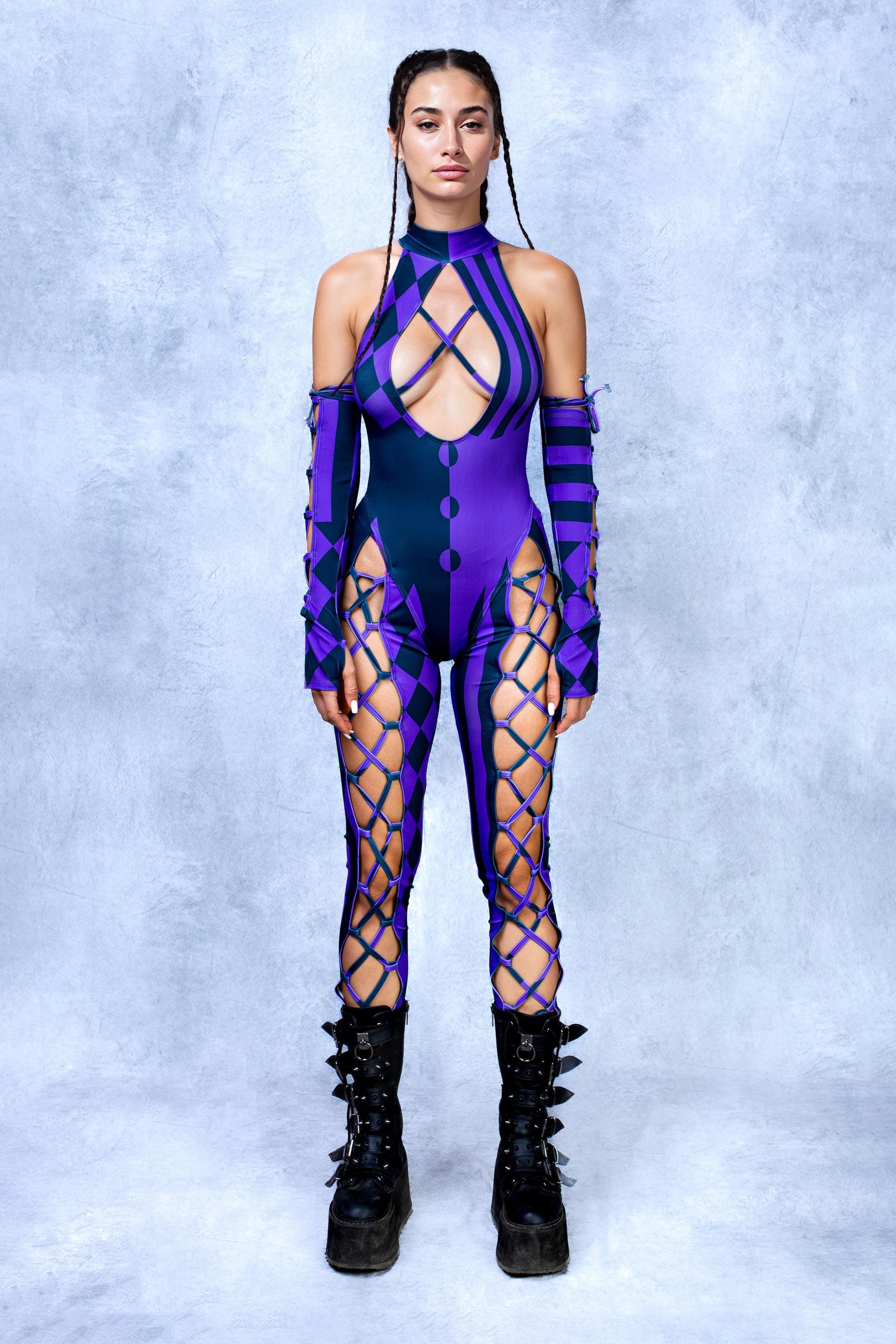 She's Crazy Purple Clown Criss-Cross Jumpsuit 2