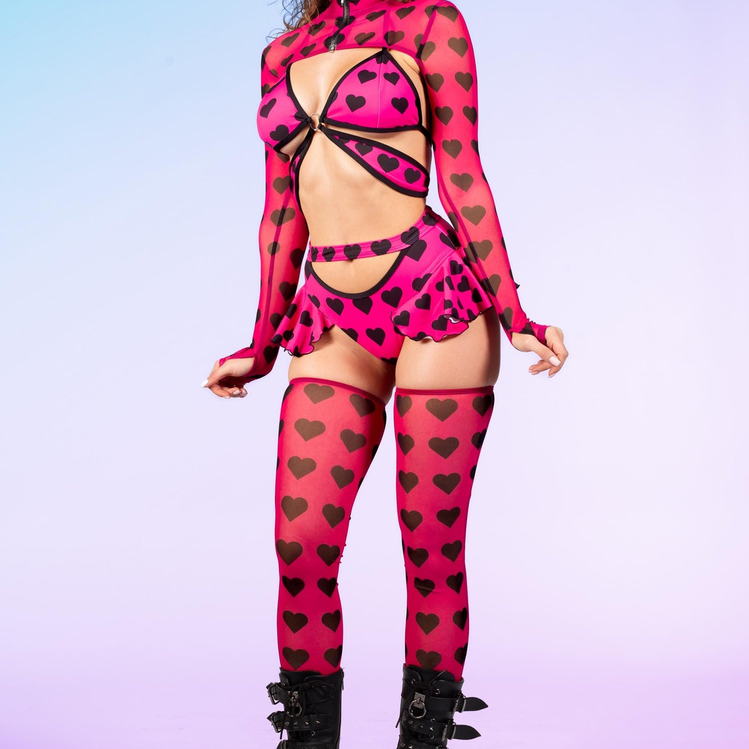 U Make Me So Heart Pink Butterfly Shorts Lycra