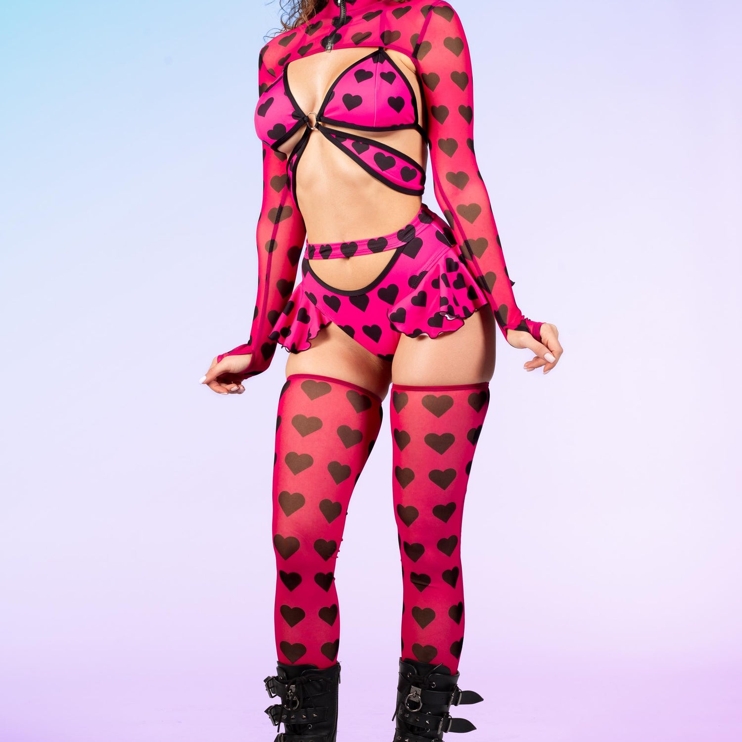 Women U Make Me So Heart Pink Butterfly Shrug Set