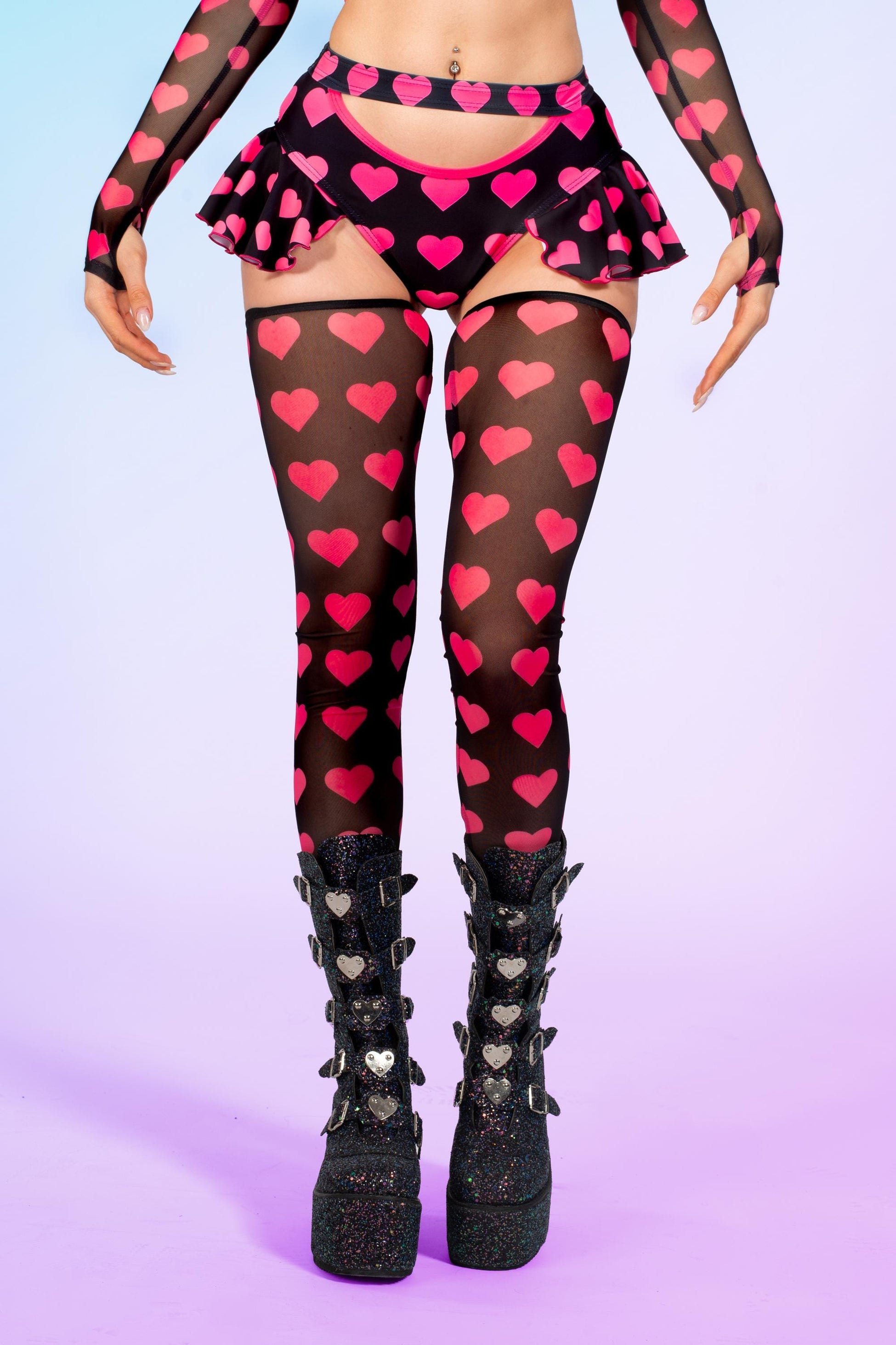 U Make Me So Heart Black Butterfly Shorts 1