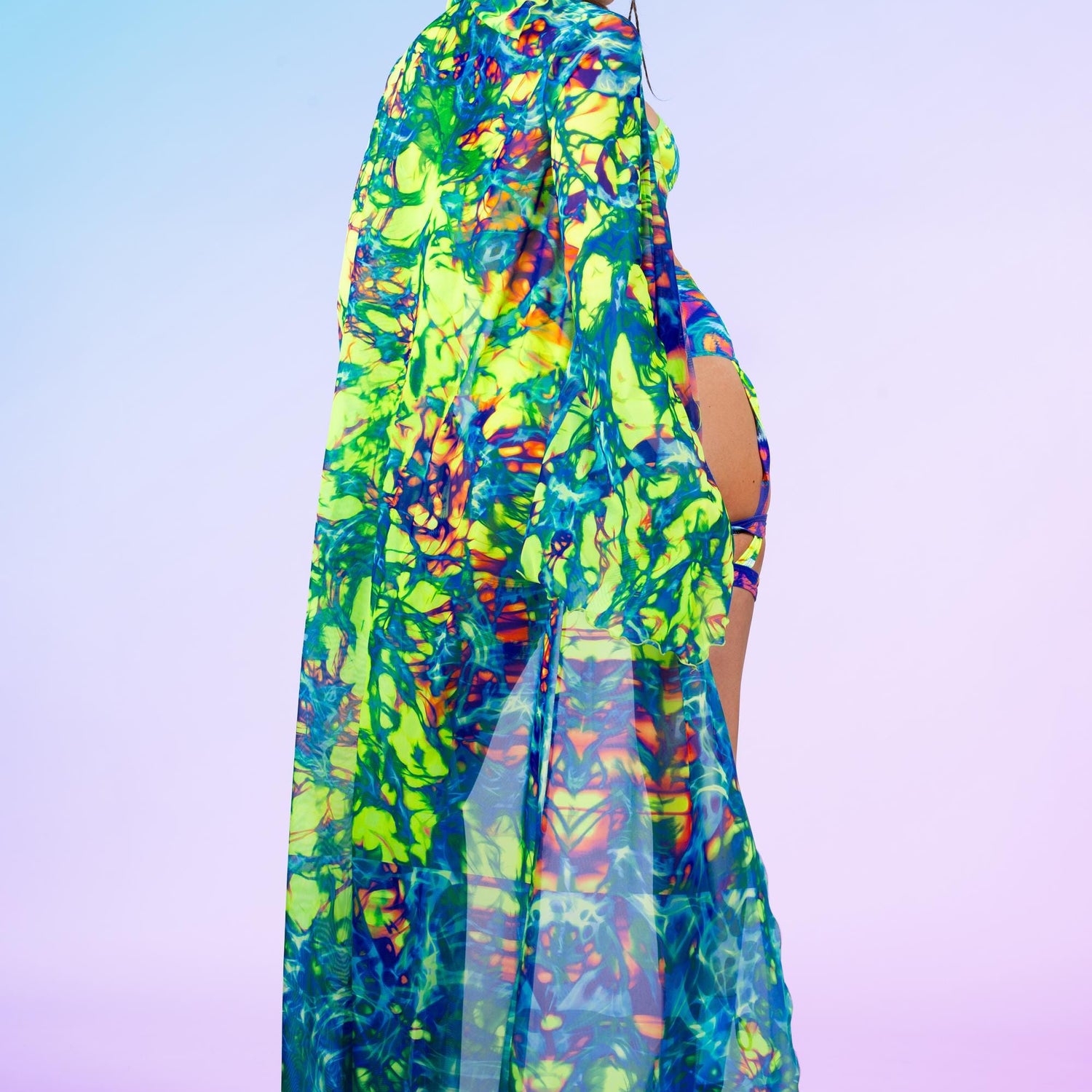 Psy Flux Mesh Kimono Green, Yellow