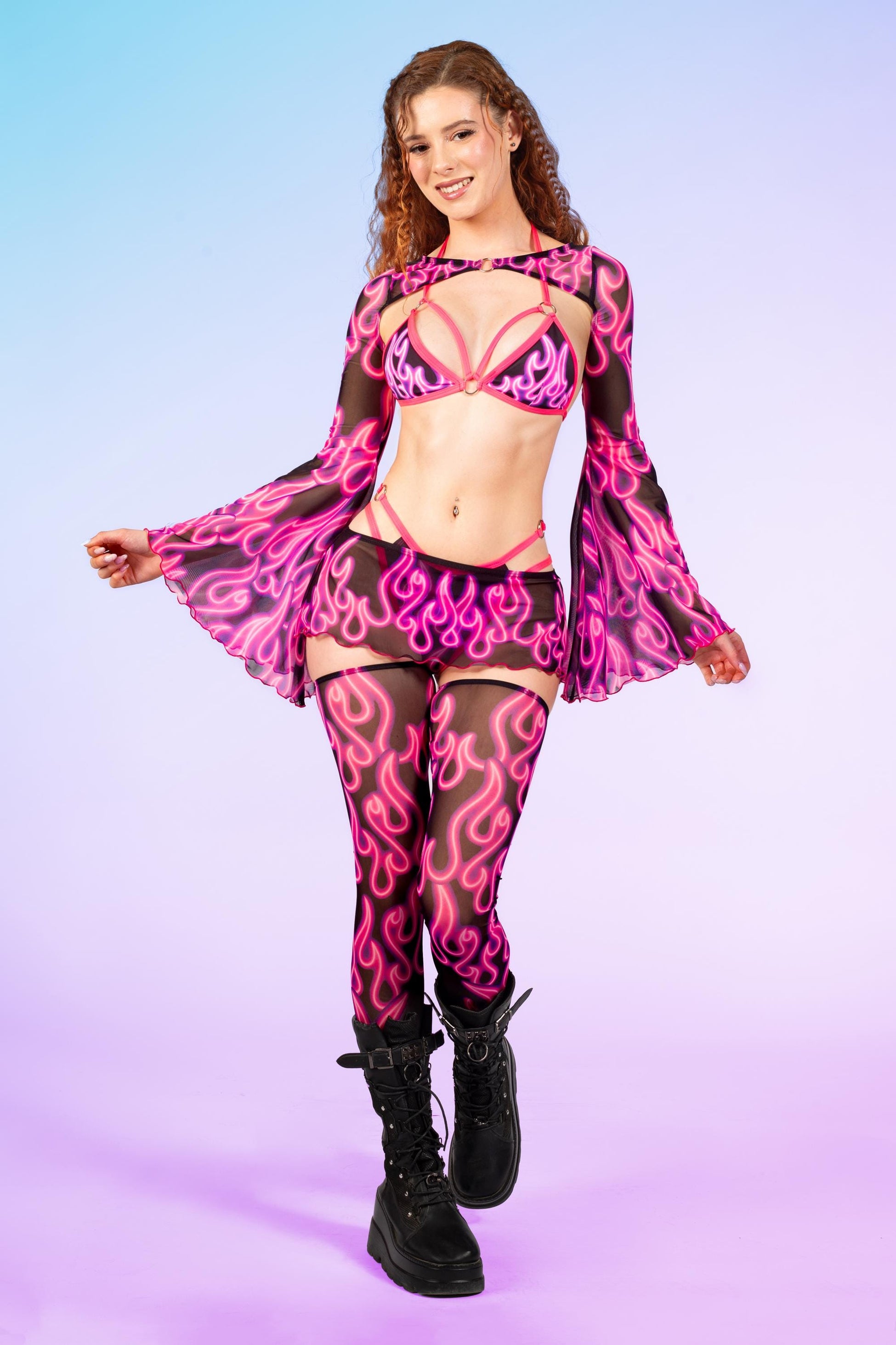 Burning Pink Ring Triangle Top 2