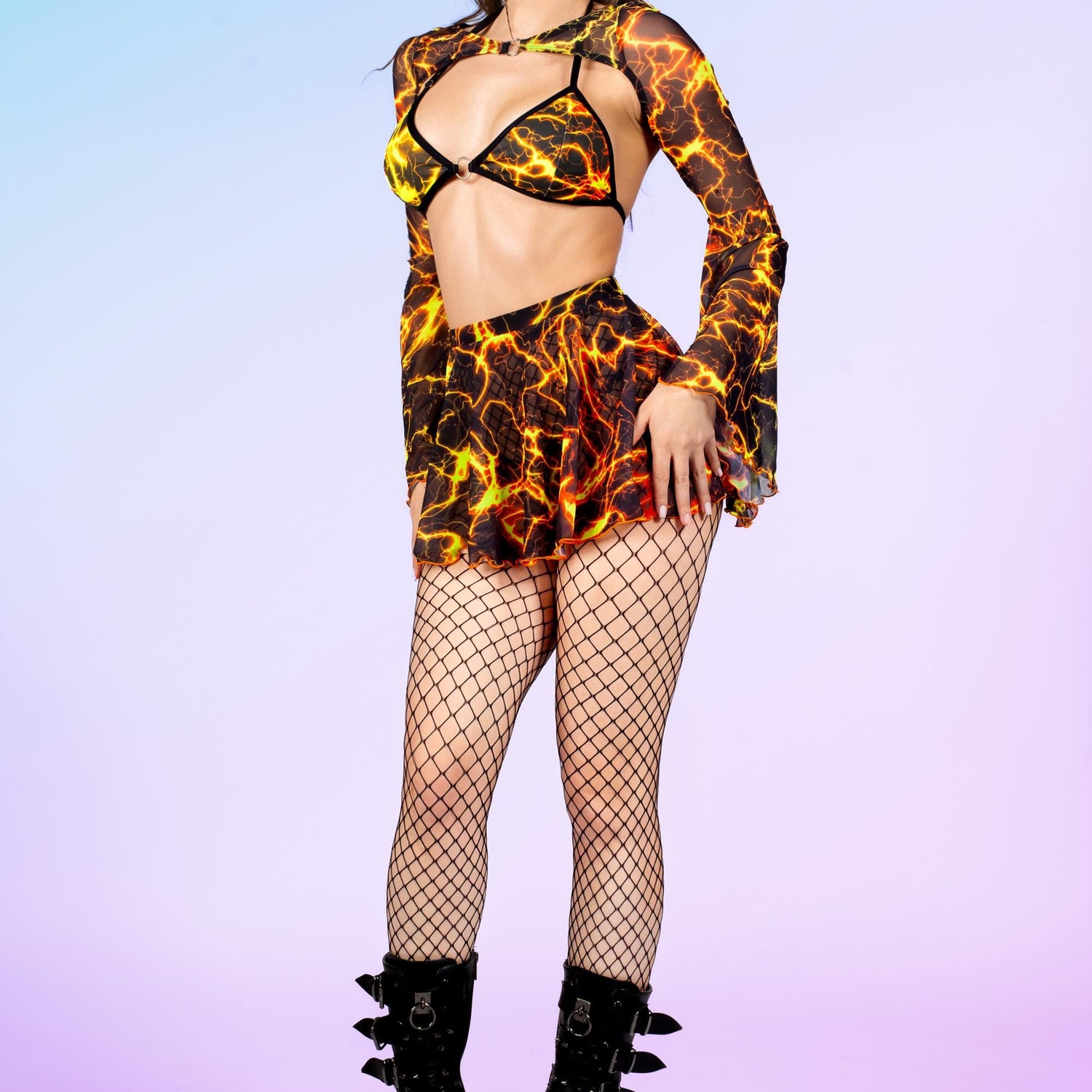 Supercharged Ring Shrug Set Lycra, Mesh, UV Reactive