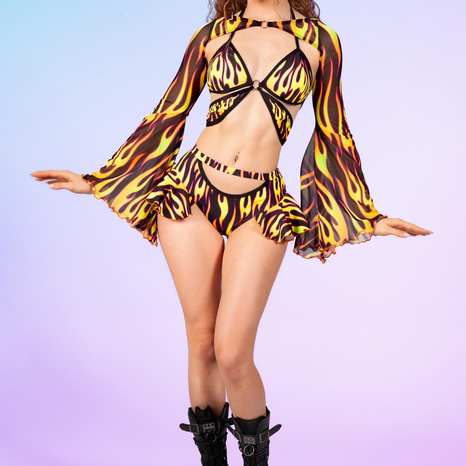 Flamethrower Butterfly Top Black, Yellow