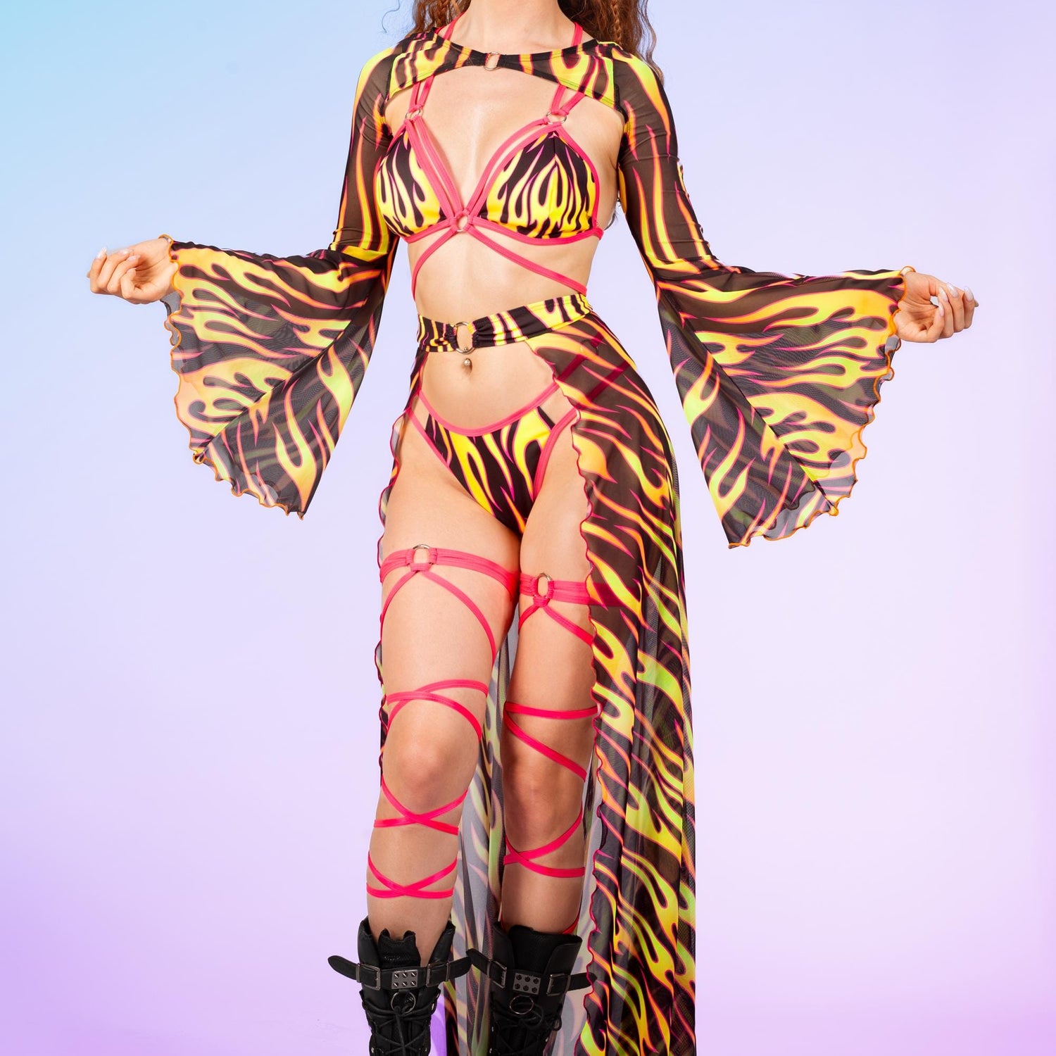 Flamethrower Open Front Skirt Festival