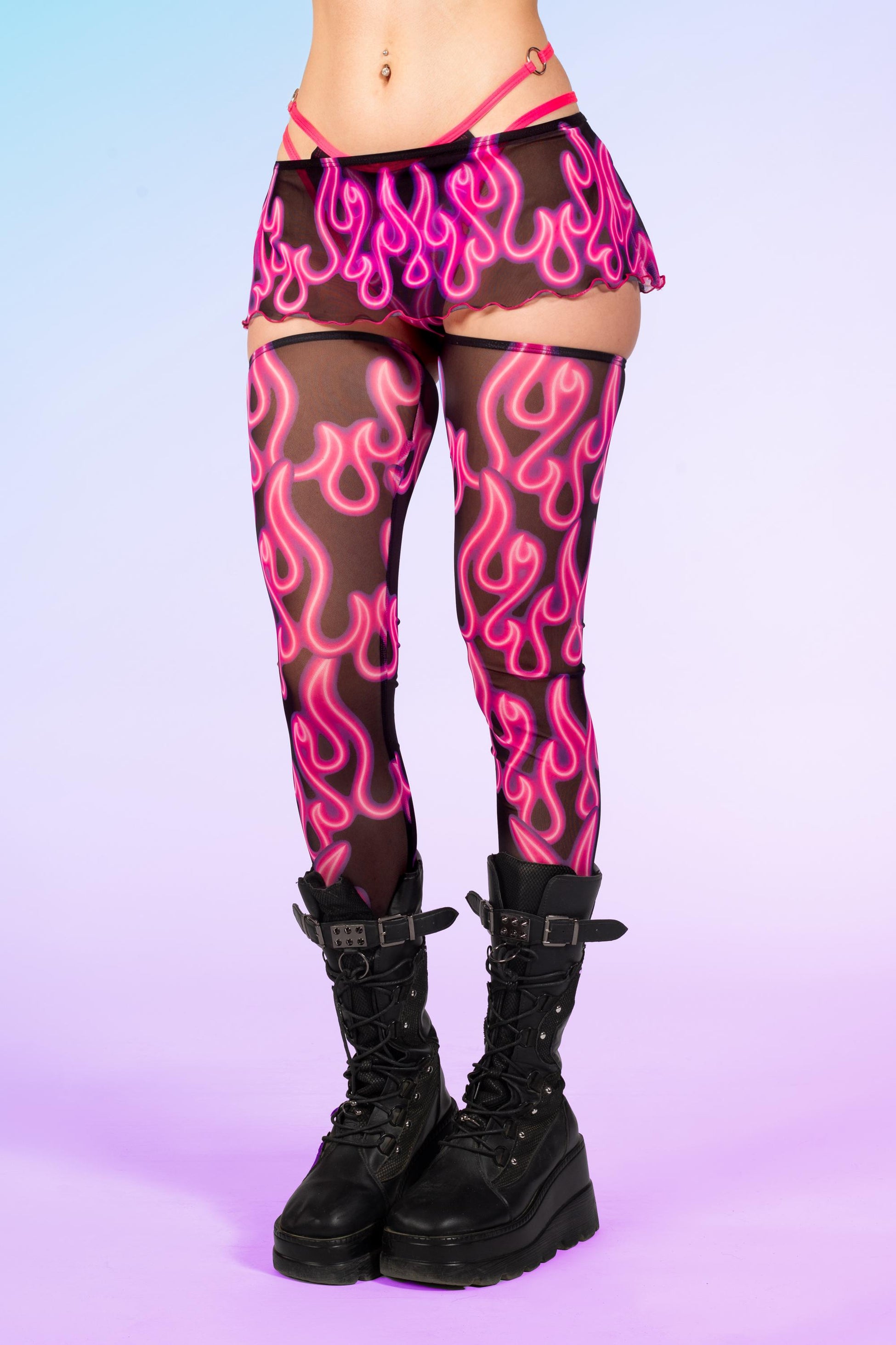 Burning Pink Mesh Micro Skirt 1