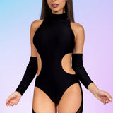 Just Black Backless Chaps Bodysuit
