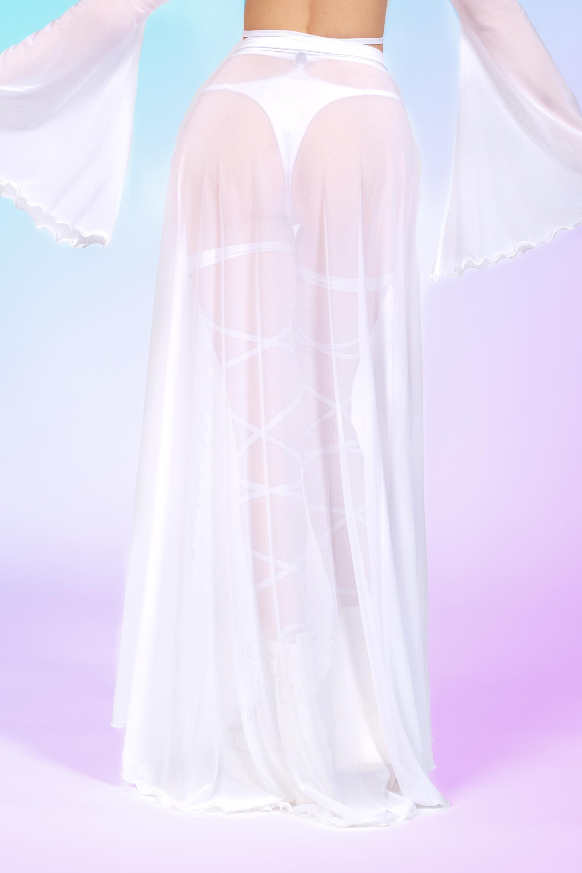 Luxe White Open Front Skirt 2