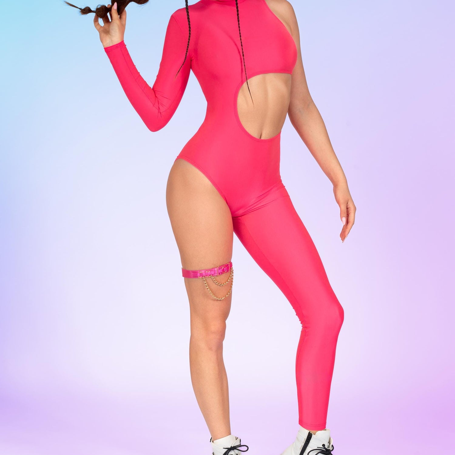 Cotton Candy Asymmetrical Costume Lycra, UV Reactive