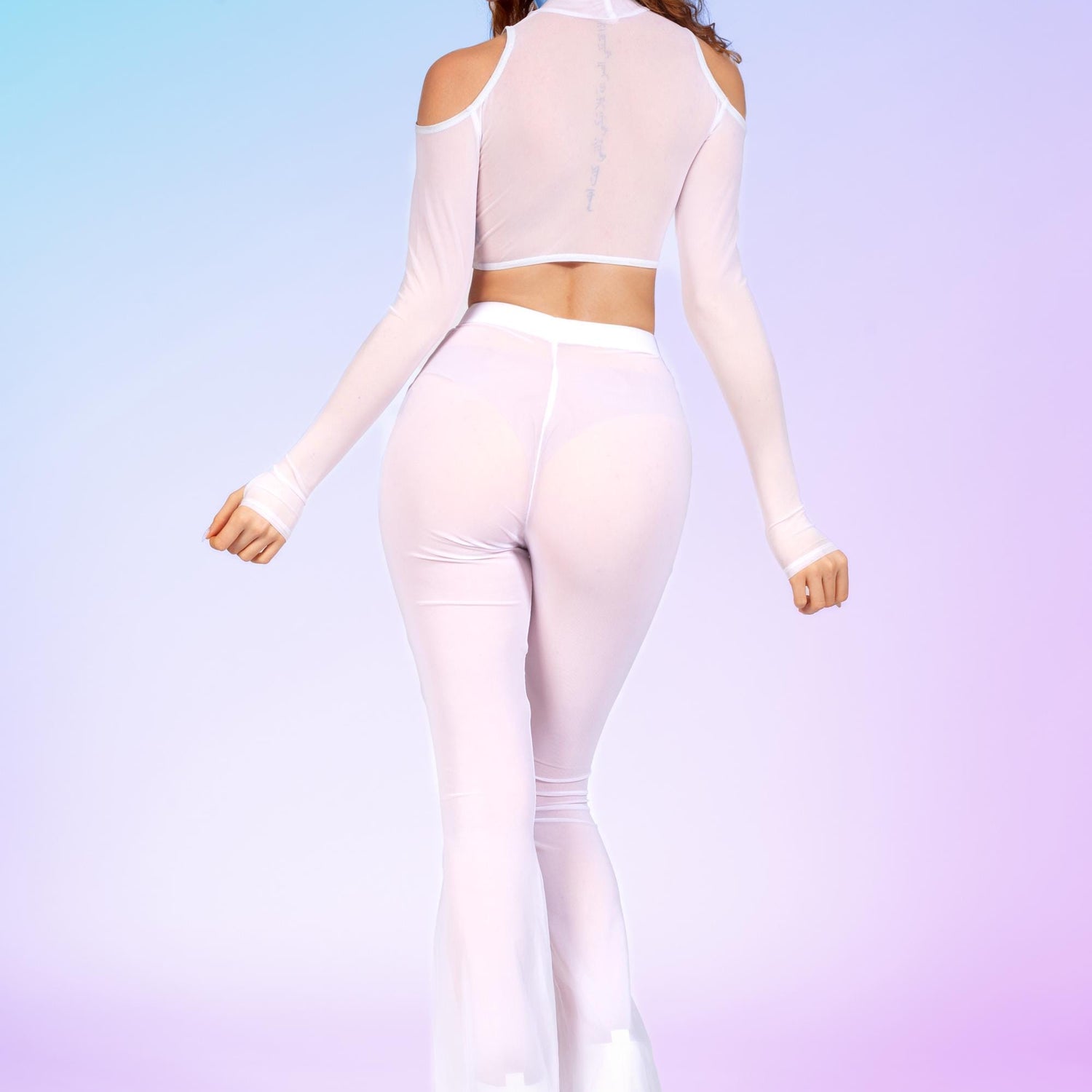 Just White Mesh Cold Shoulder Top Festival