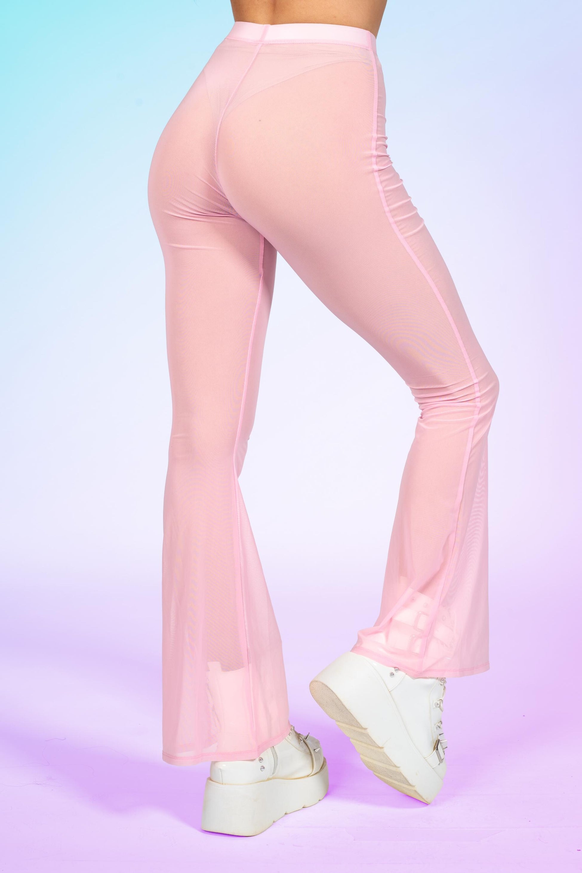 Cotton Candy Mesh Bell Bottom Pants 2