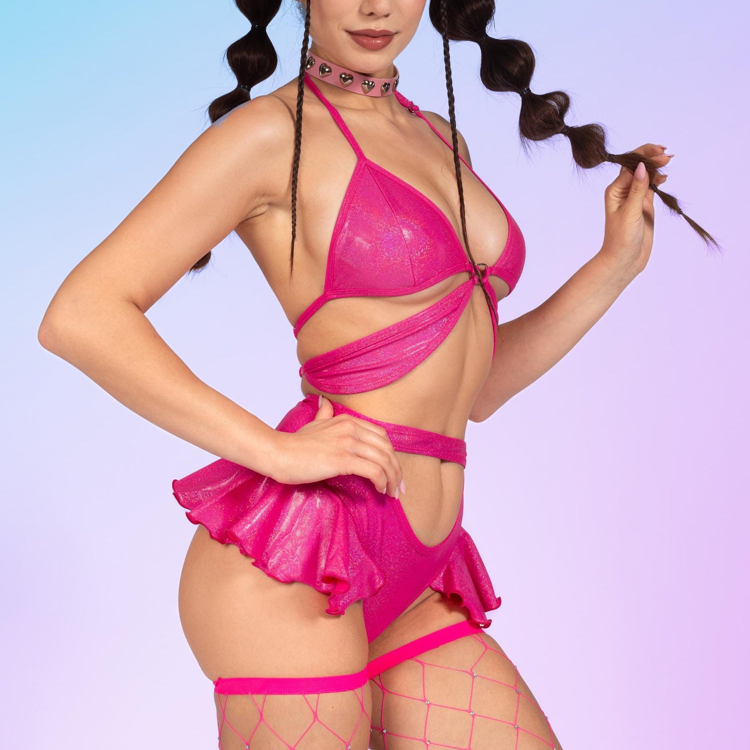 Luxe Pink Butterfly Shorts Set Pink