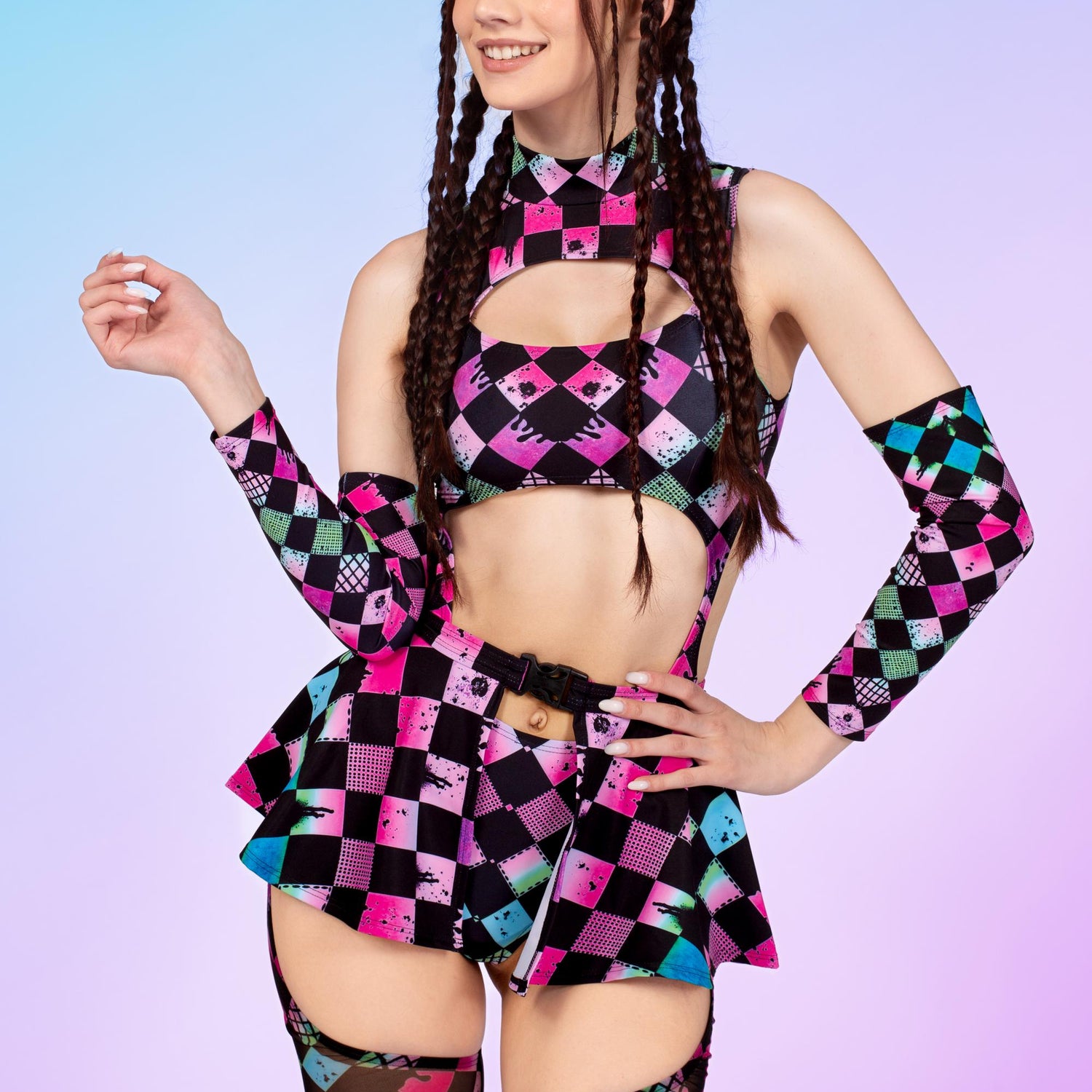 Color Racer Micro Buckle Skirt Festival