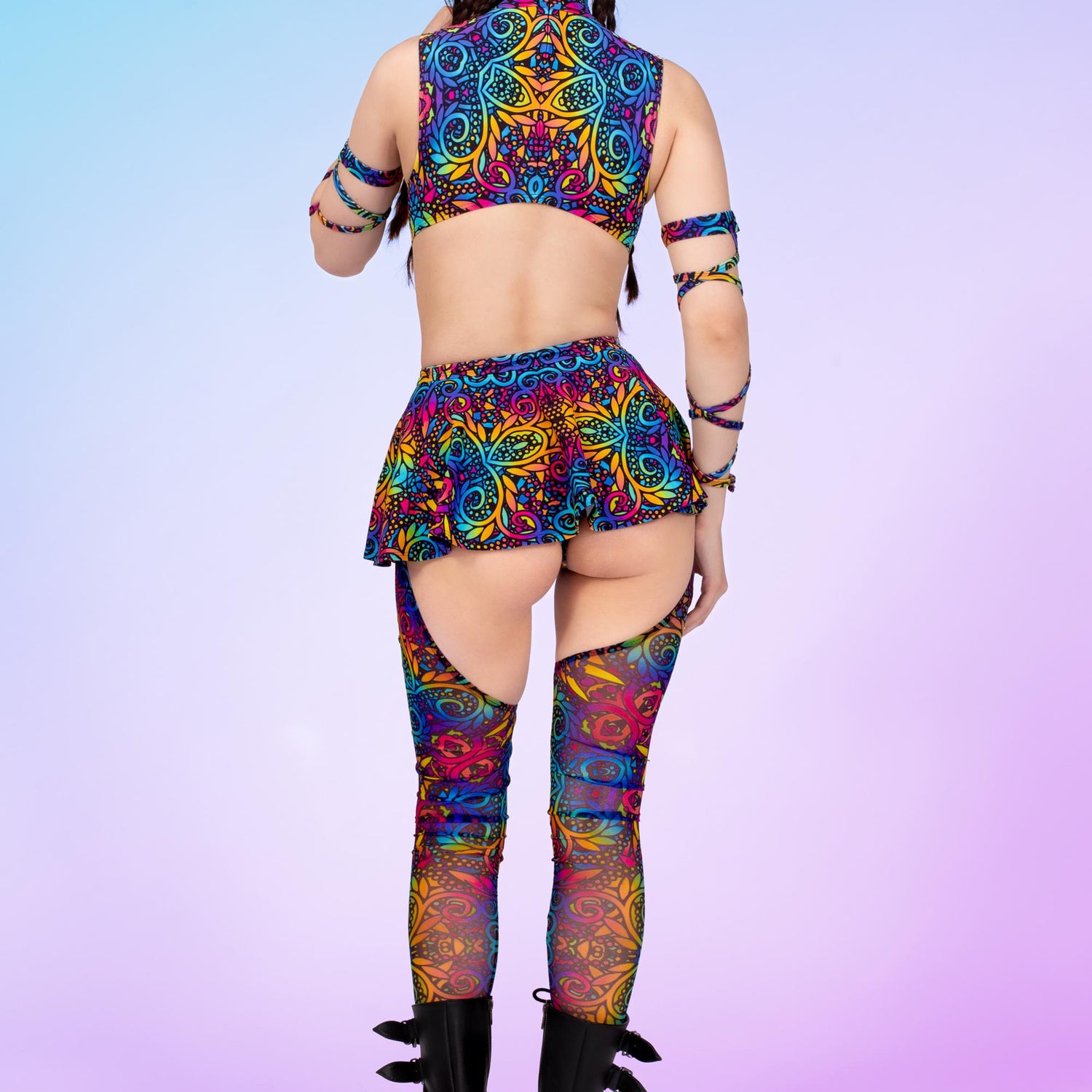 Women Rainbow Vines Micro Buckle Skirt
