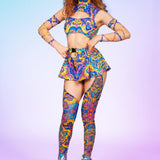 Abstract Concept Chaps Leotard Wraps Set