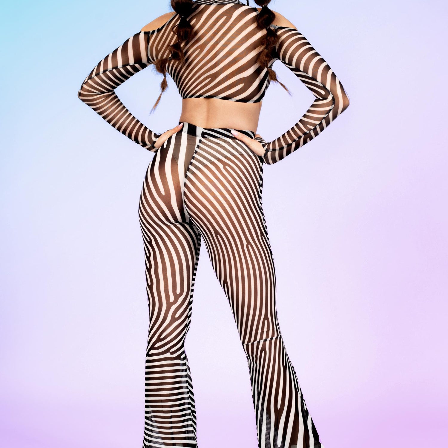 Twister BnW Mesh Cold Shoulder Top Festival