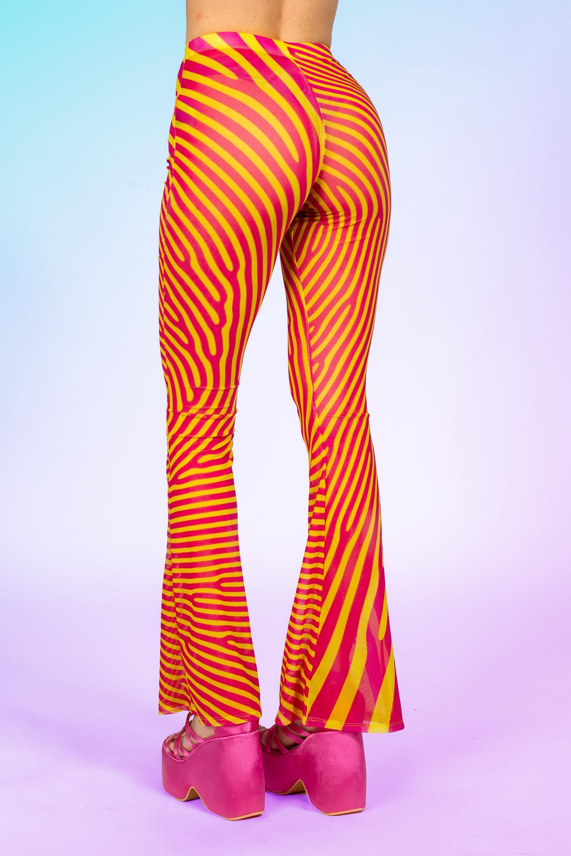Twister Pink Mesh Bell Bottom Pants 2