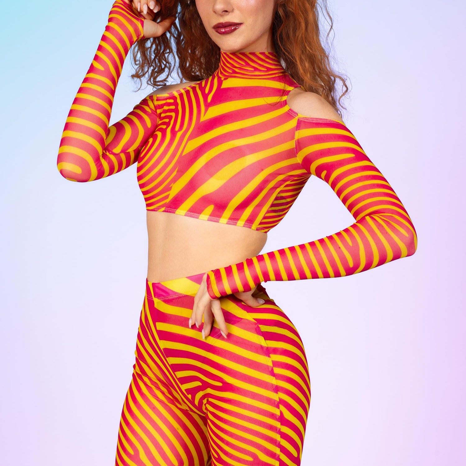 Twister Pink Mesh Bell Bottom Pants Festival