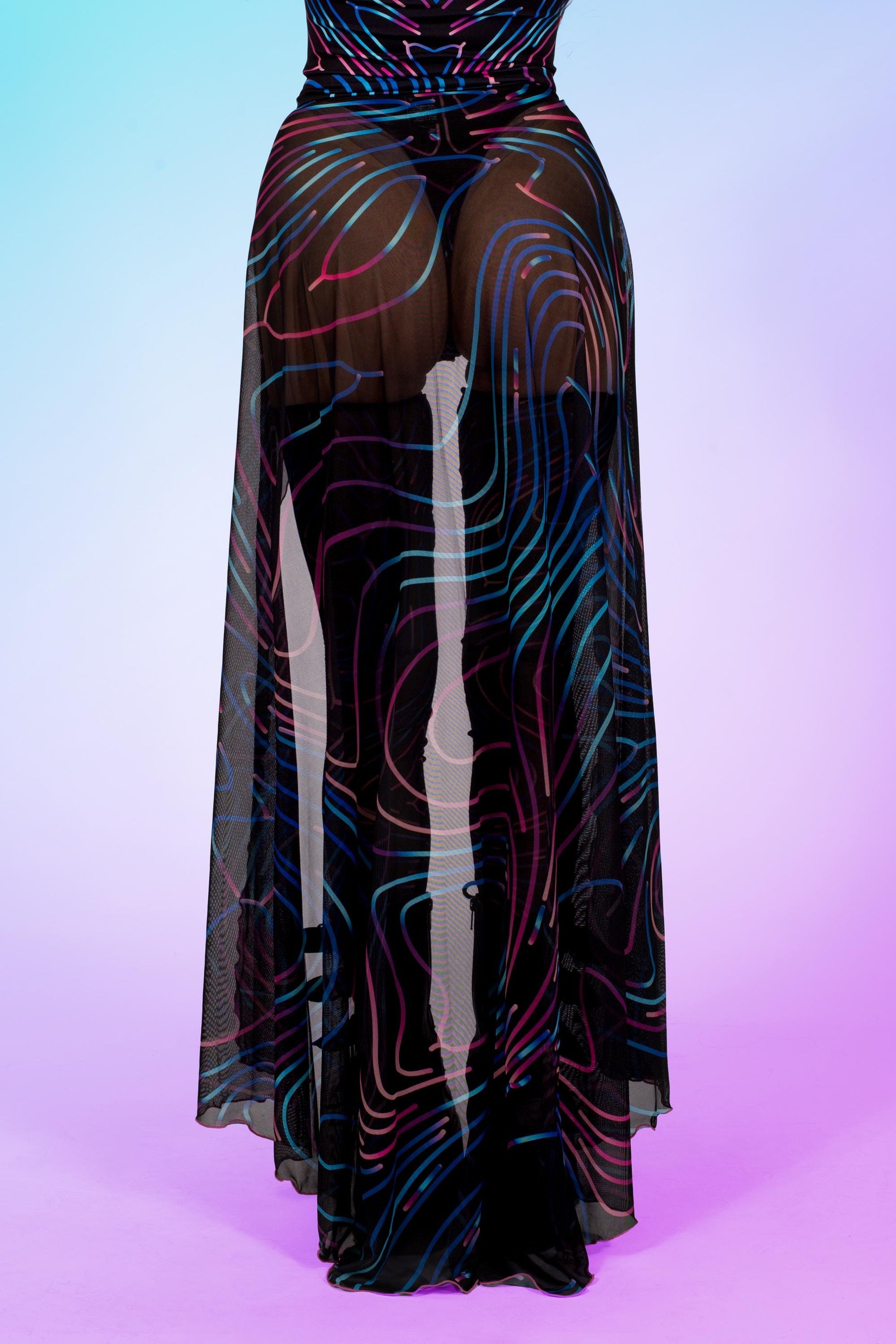 Disco Lines Open Front Skirt 2