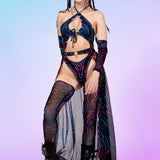 Disco Lines Halter Bodysuit Set