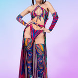 Vivid Vortex Open Front Skirt