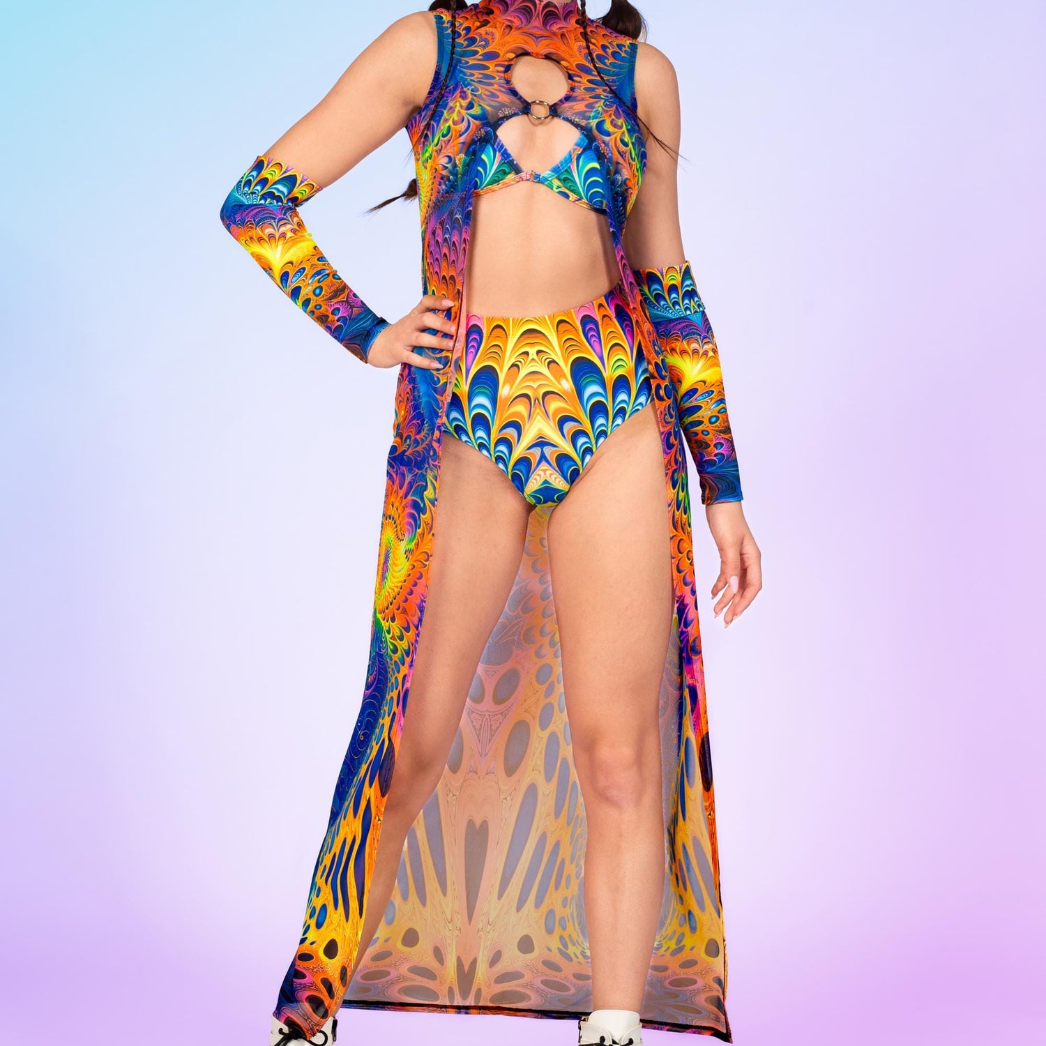 Women Fractal Galaxy Ring Bralette Top