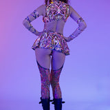 Neon Nerves Chaps Leotard Wraps Set