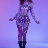 Neon Nerves Chaps Leotard Wraps Set