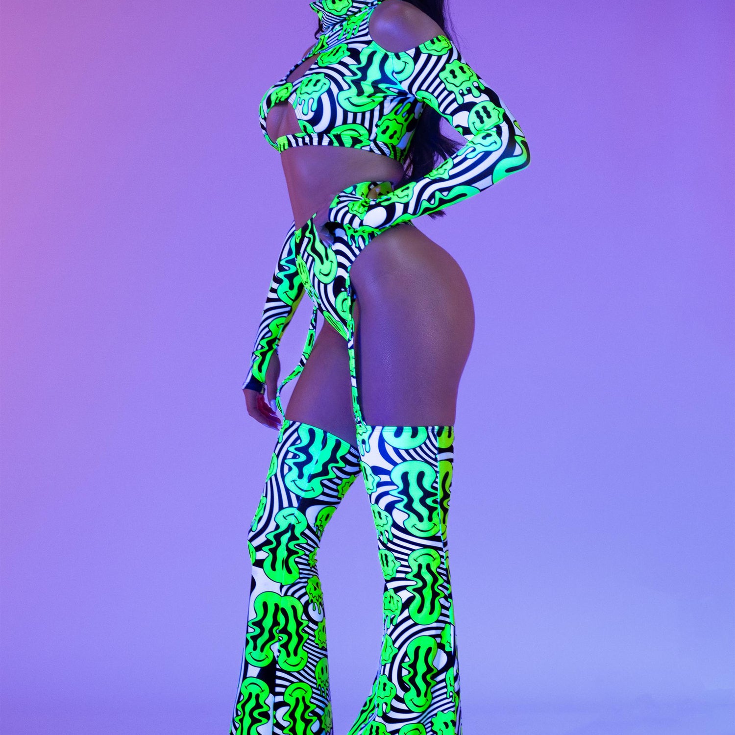 Very Funny Cold Shoulder Top Black, Green