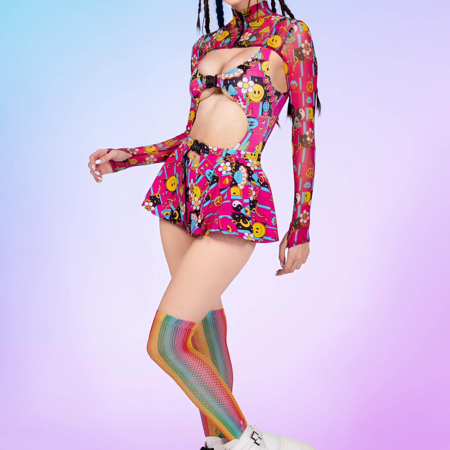 Say Cheese Buckle Bodysuit Pink, Yellow