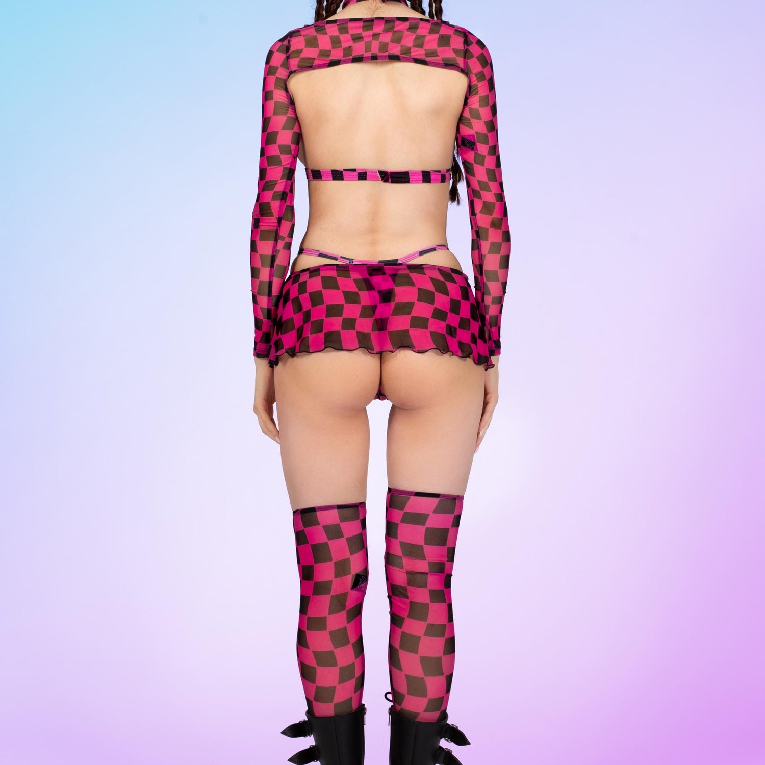 Women Pink Me Mesh Micro Skirt