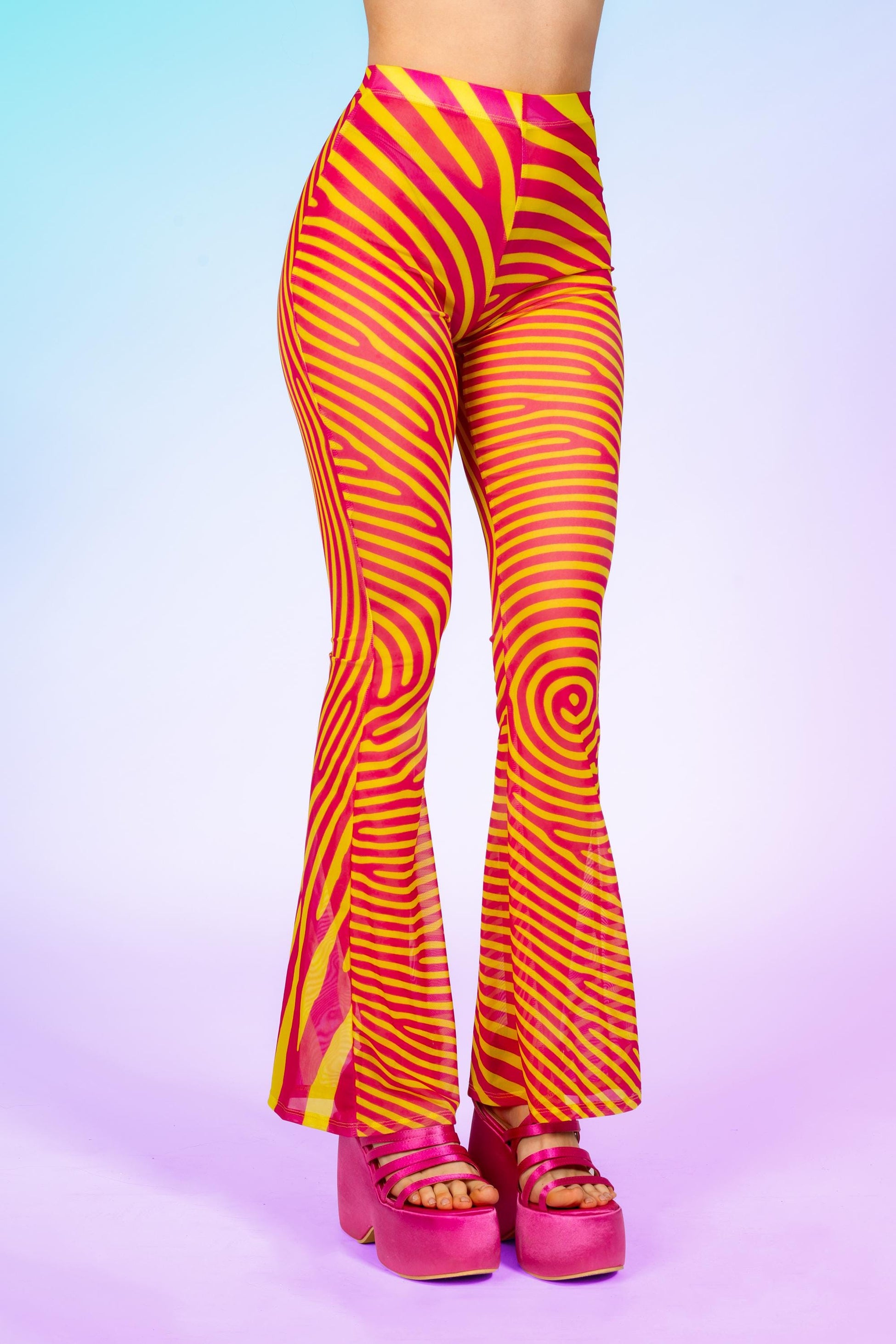 Twister Pink Mesh Bell Bottom Pants 1