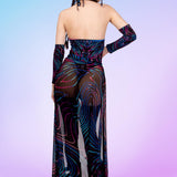 Disco Lines Halter Bodysuit Set