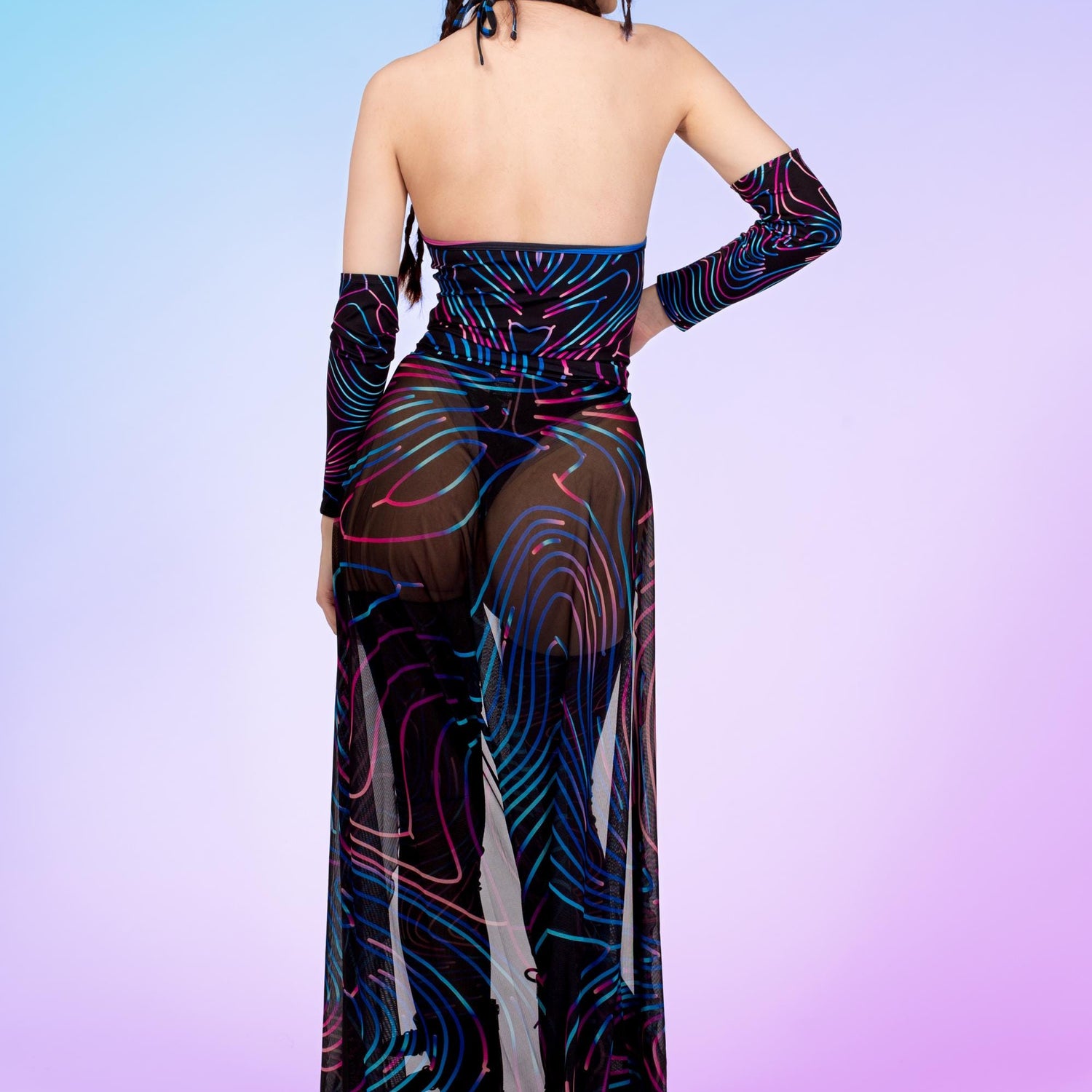 Disco Lines Halter Bodysuit Festival