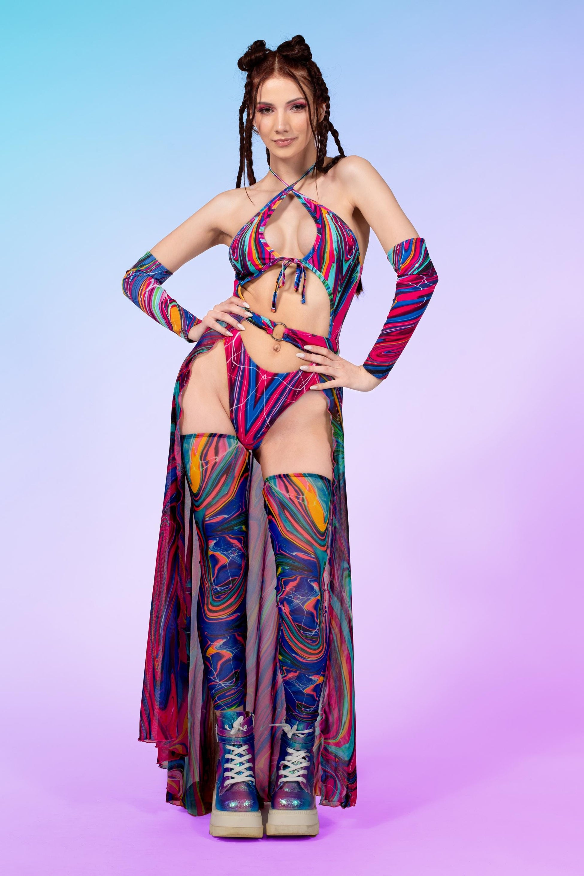Vivid Vortex Halter Bodysuit Set 1