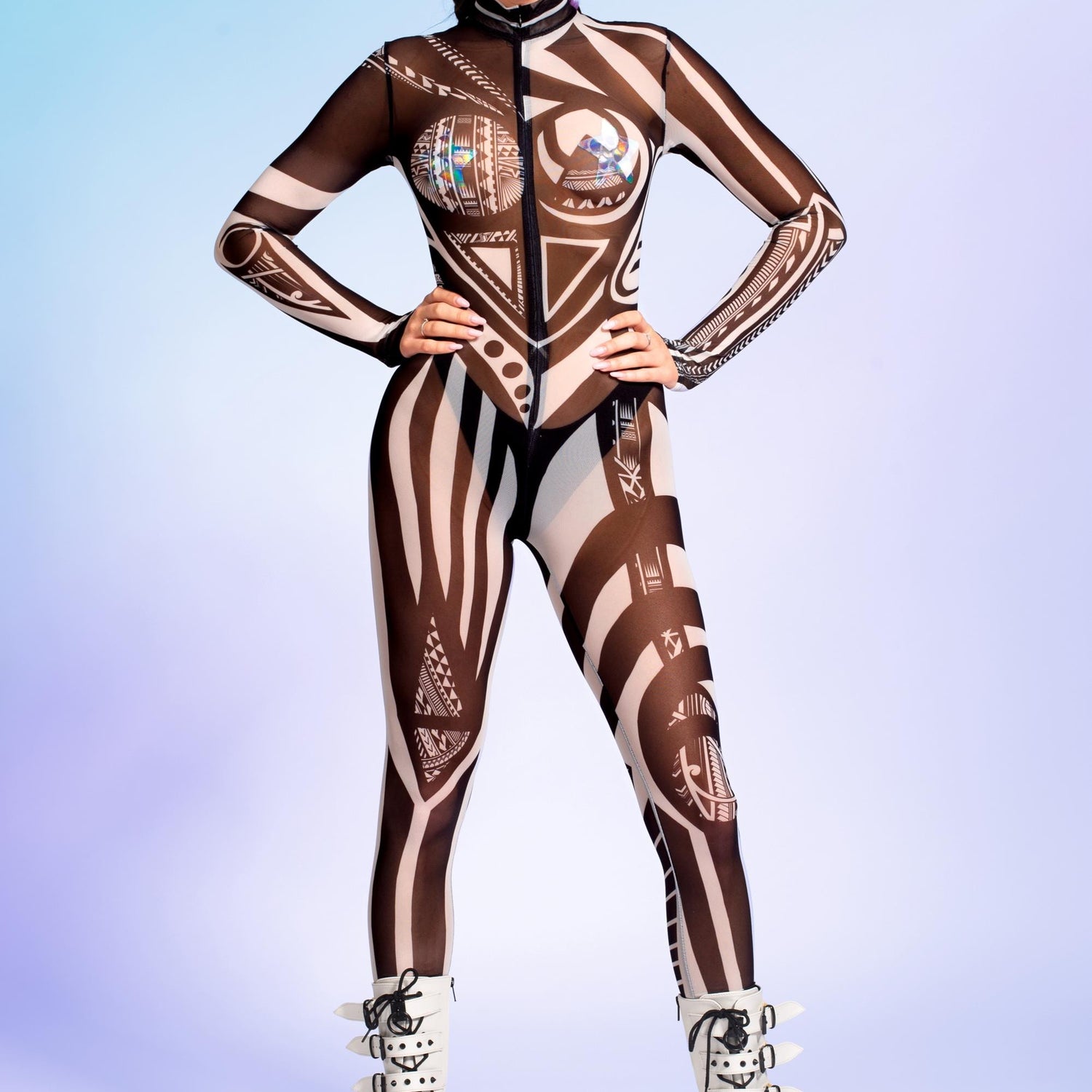 White Lines Mesh Costume 2