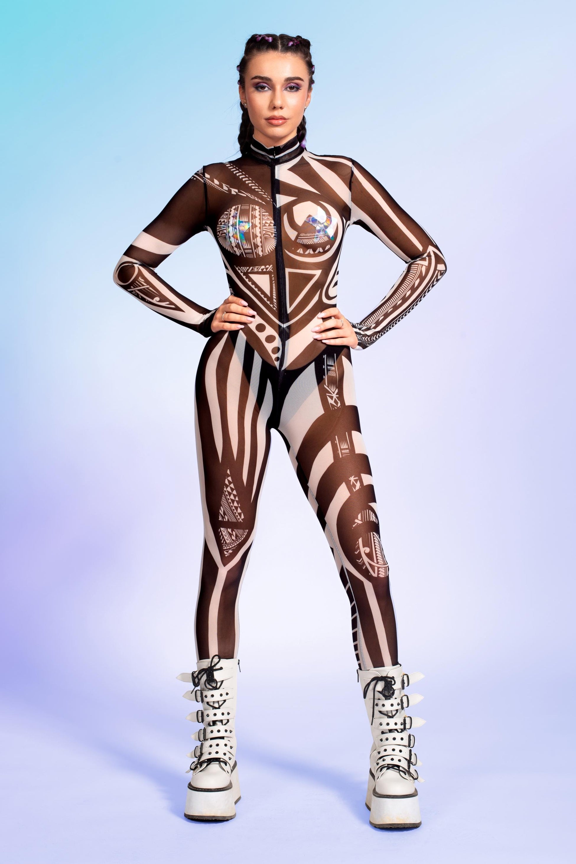White Lines Mesh Costume 2