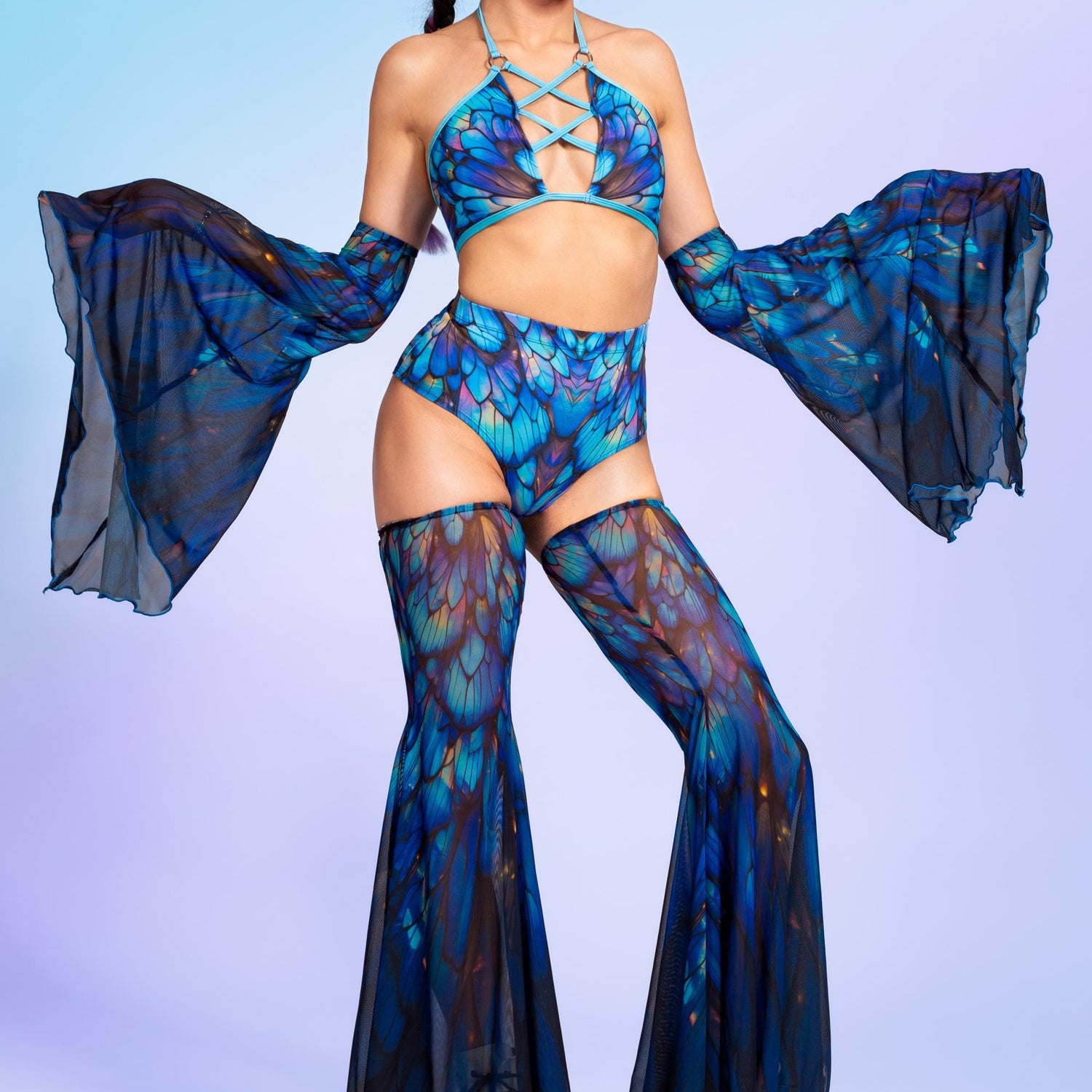 Feathered X Ring Top Blue