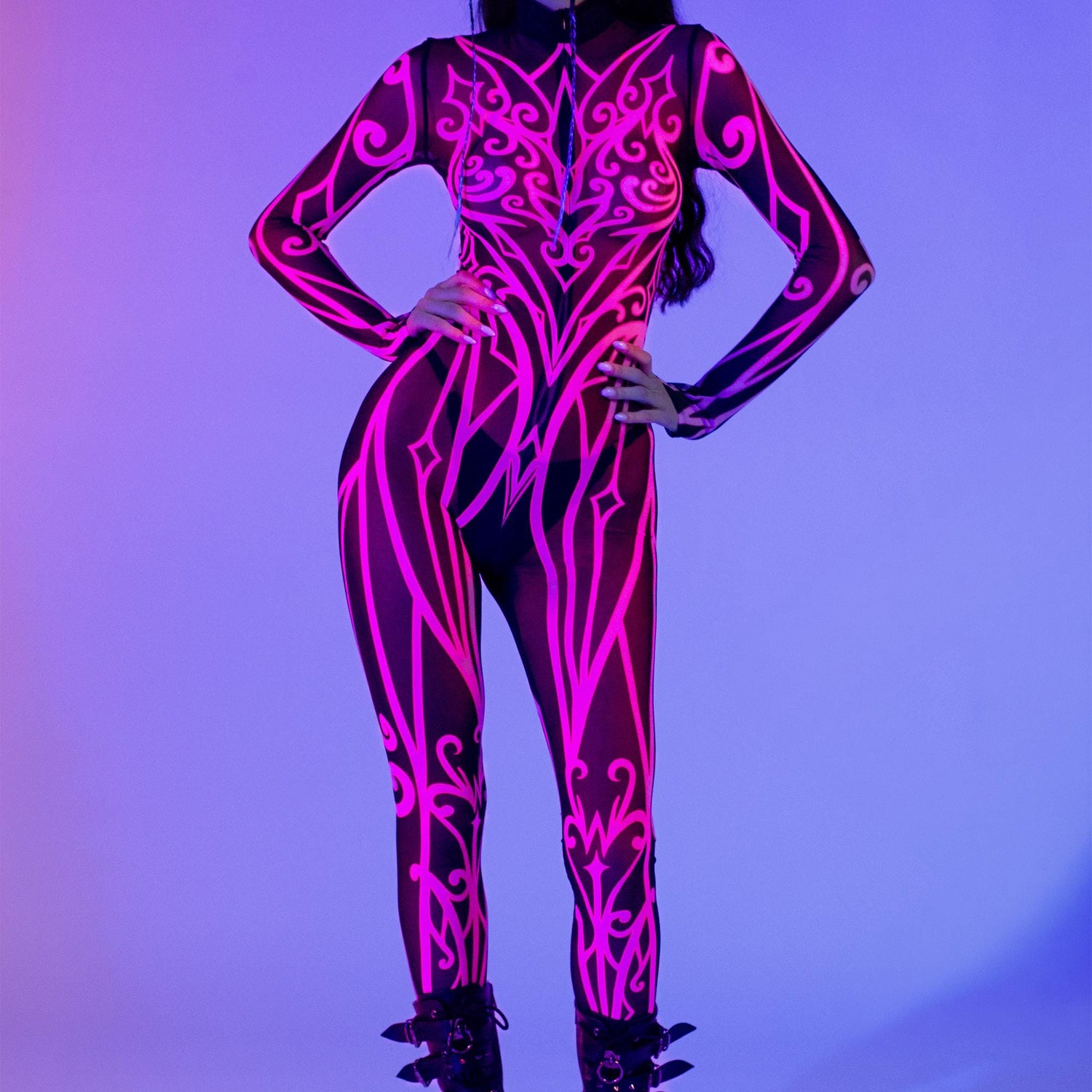 Lovely Whisper Mesh Costume Black, Pink