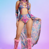 Transcend Mesh Open Front Dress